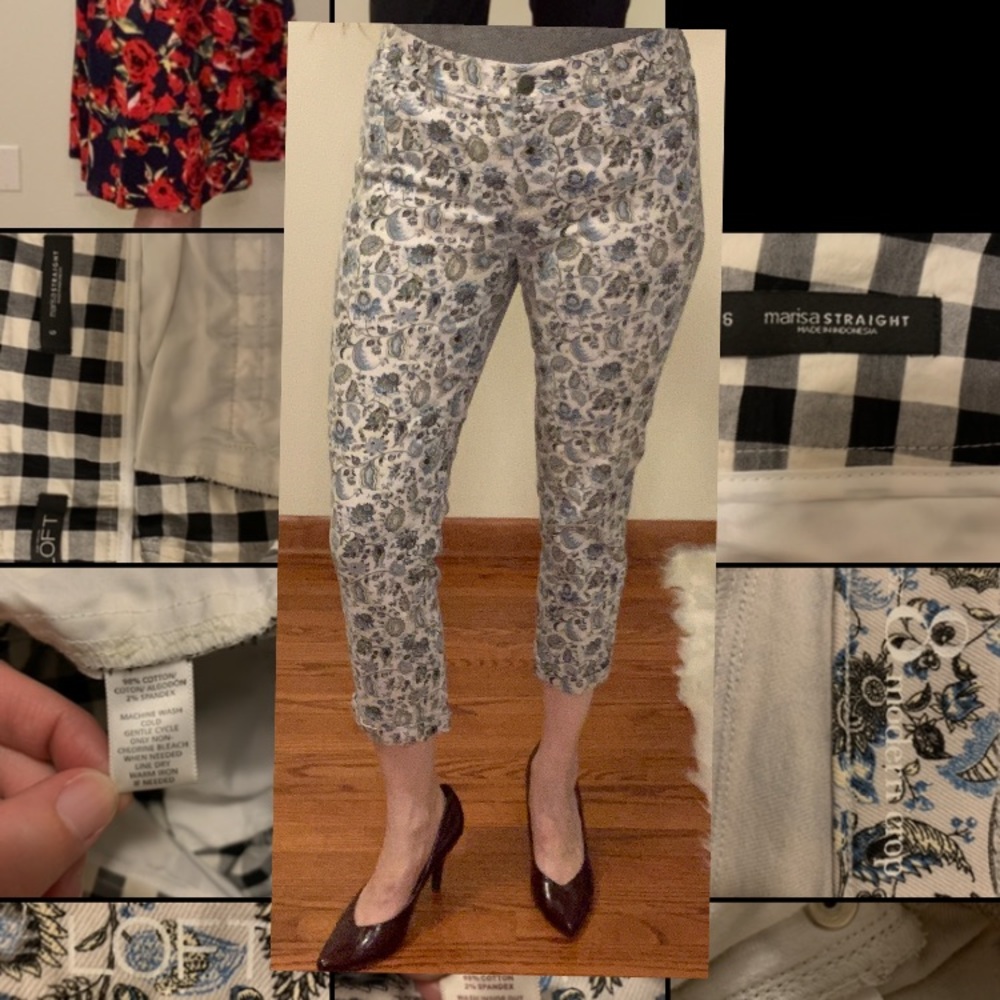 Anne Taylor Loft Blue Pastel Paisley Ankle Pants
